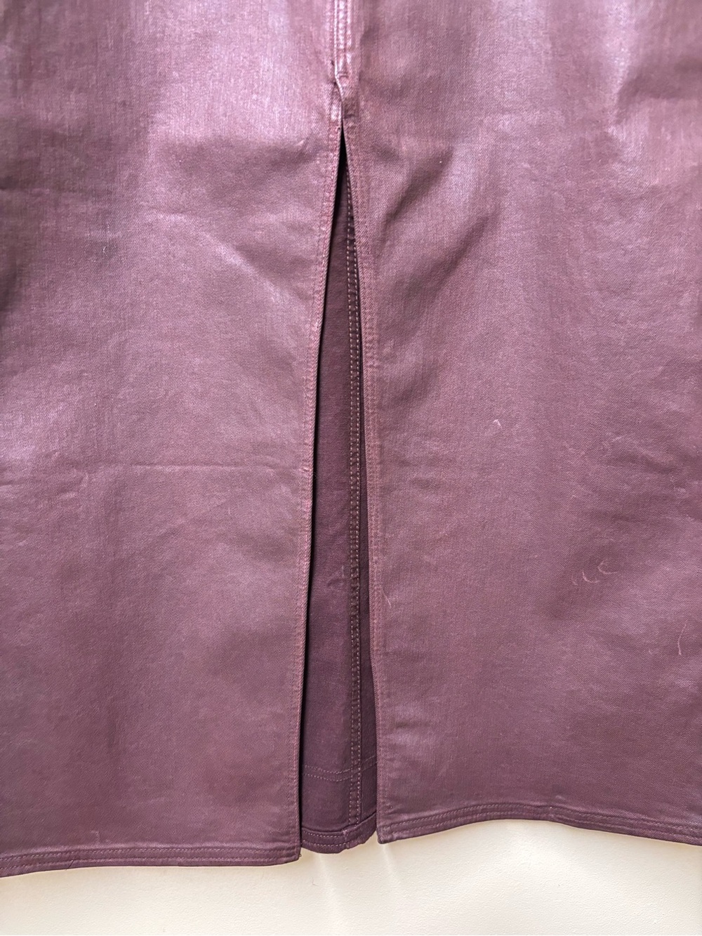 Anthropologie Pilcro Madi Front Slit Coated Denim Skirt Burgundy 14 NWT - Picture 10 of 15